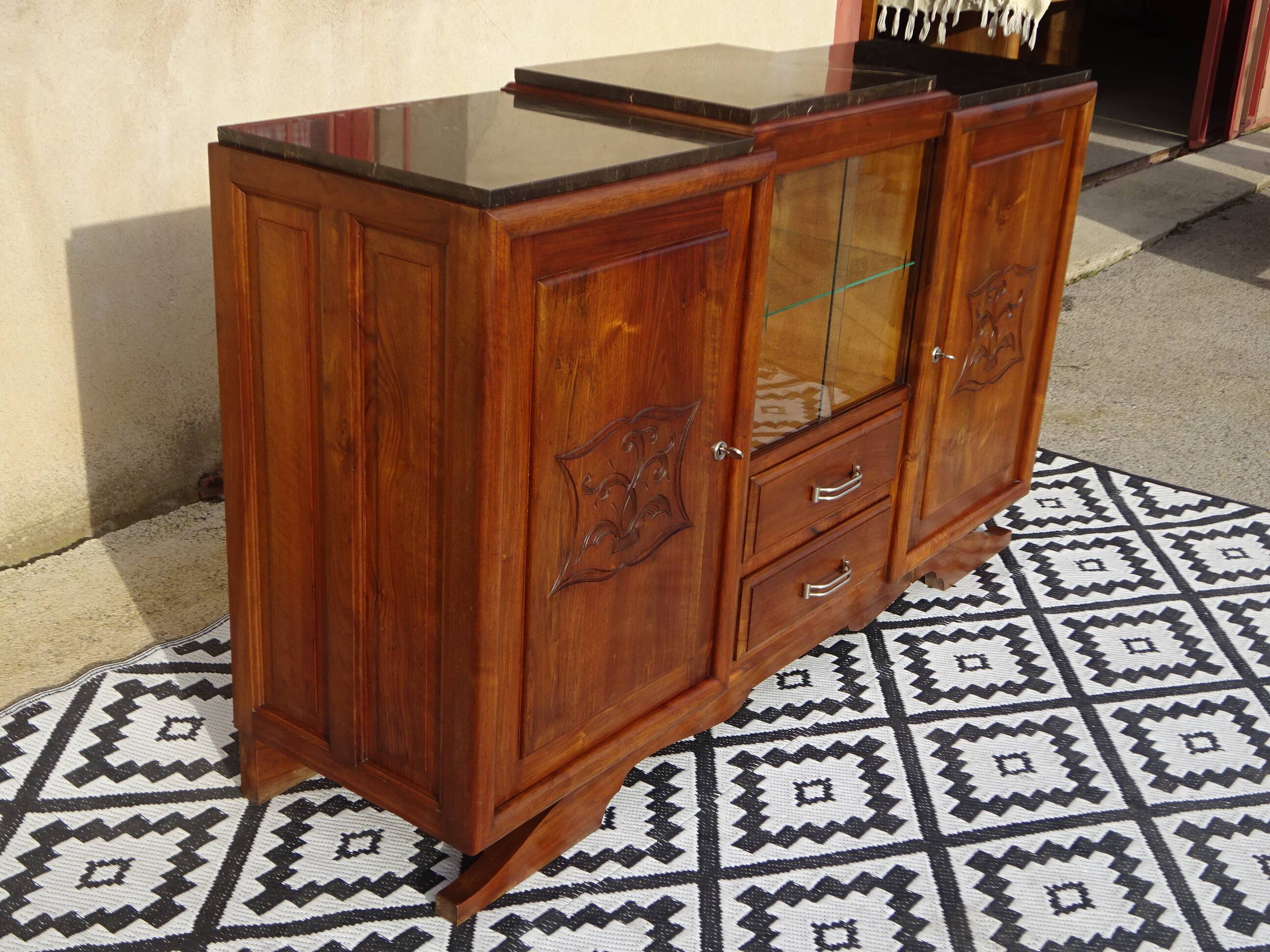 Walnut sideboard with moustache legs