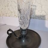 St. Louis tin and crystal cellar rat candlestick