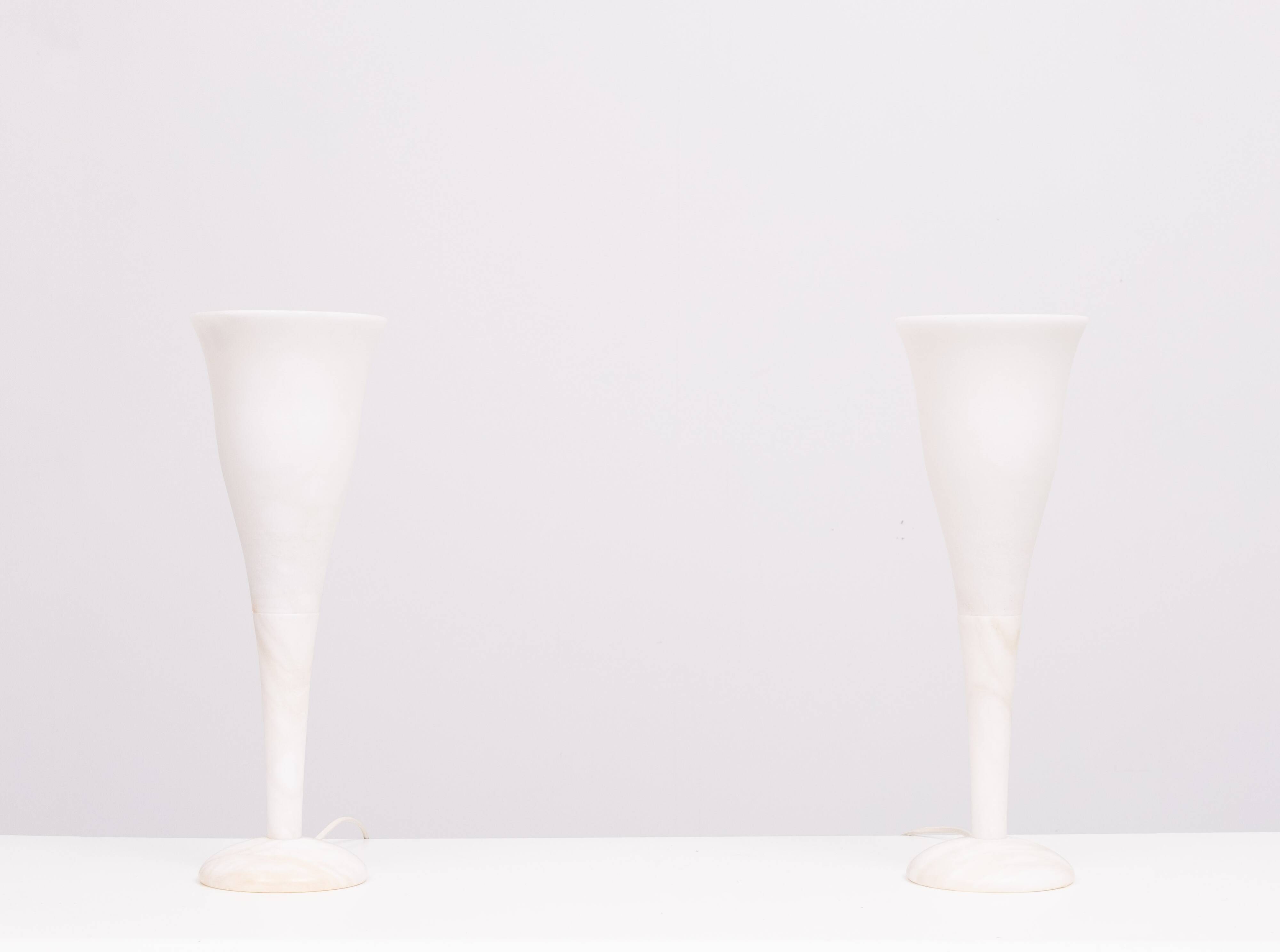 pair Alabaster Table lamps by A Pegasam Spain 1970s