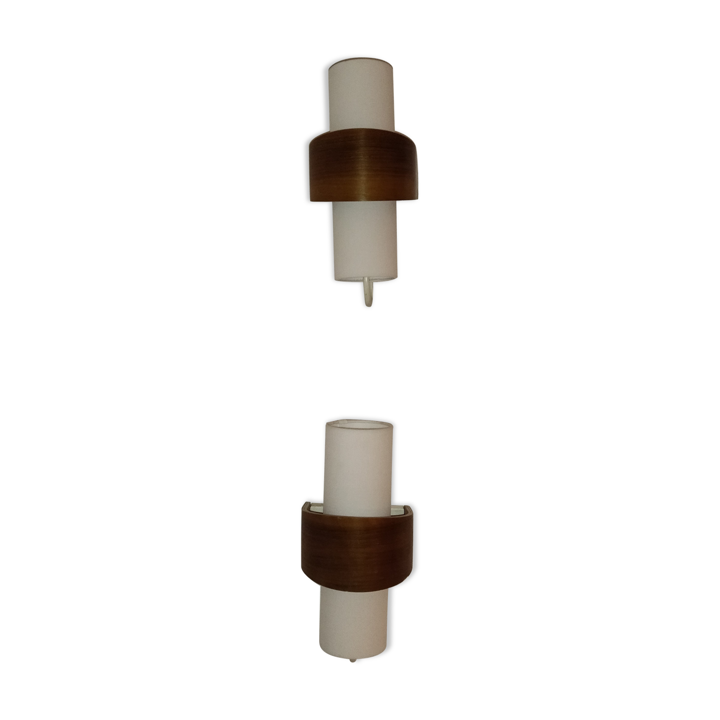 Paire d'appliques scandinave années 60 bois tissus