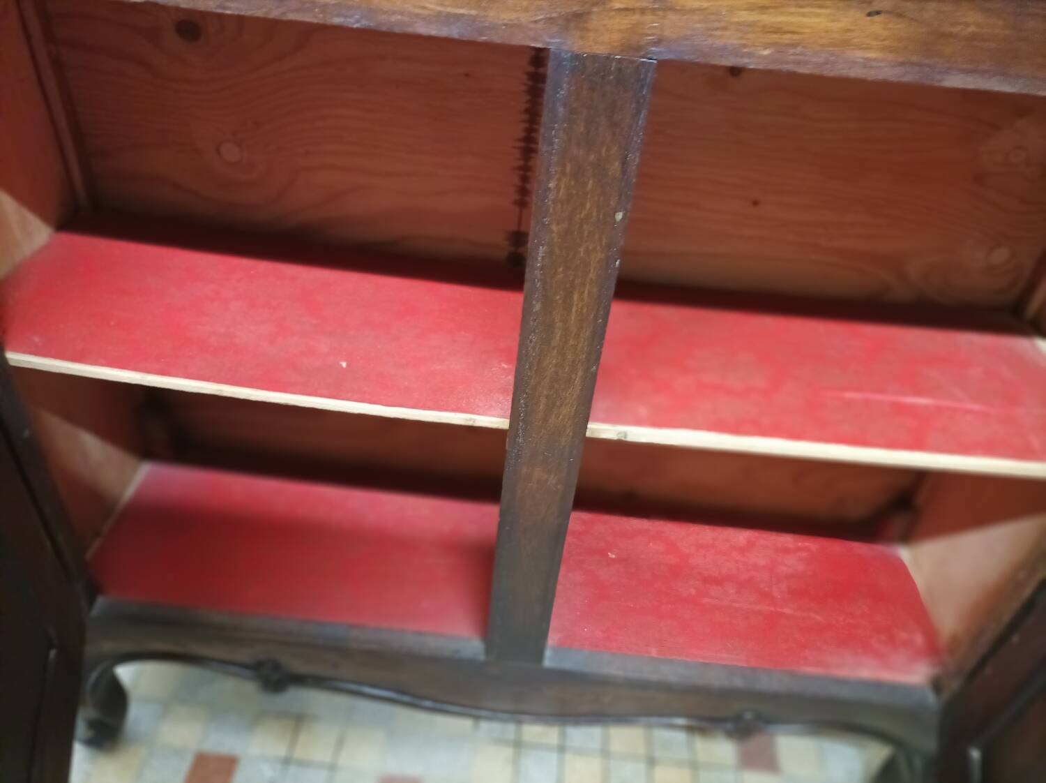 Old vintage wooden low cabinet