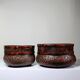 Pair of vintage nesting handmade Japanese woven bamboo baskets
