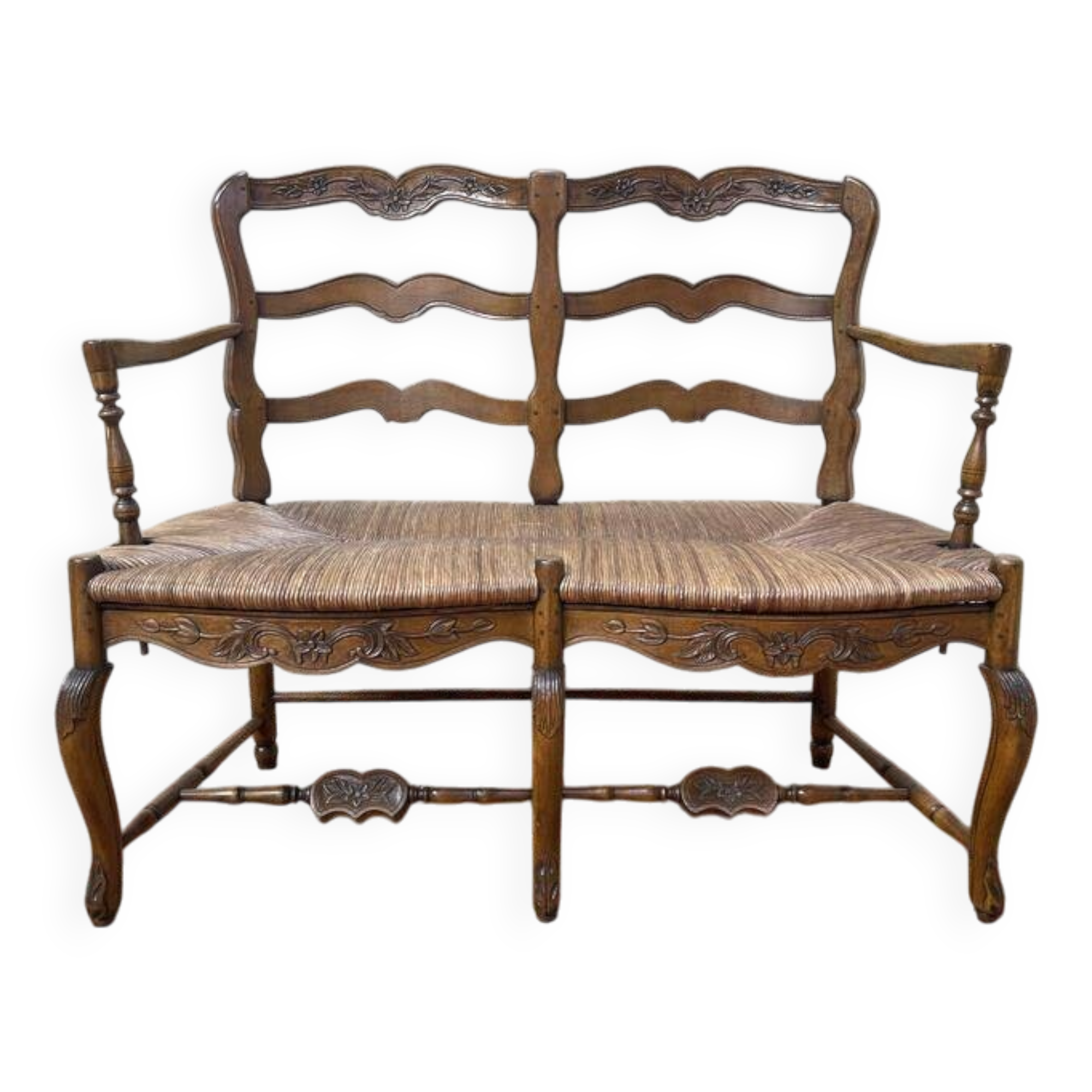 Banquette radassier paillée de style Louis XV provençal