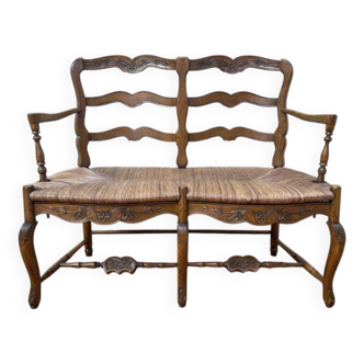 Banquette radassier paillée de style Louis XV provençal