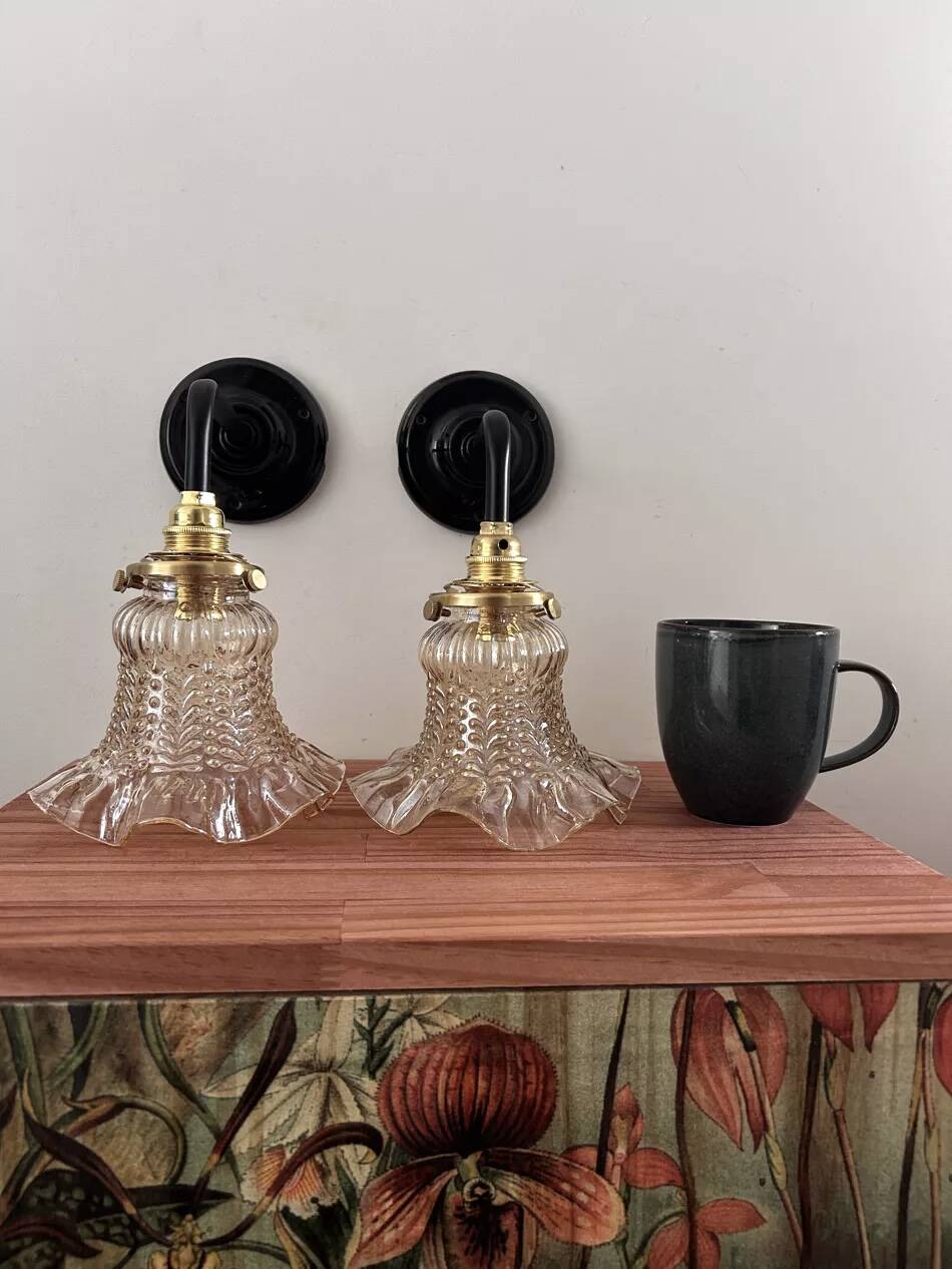Vintage glass wall sconces