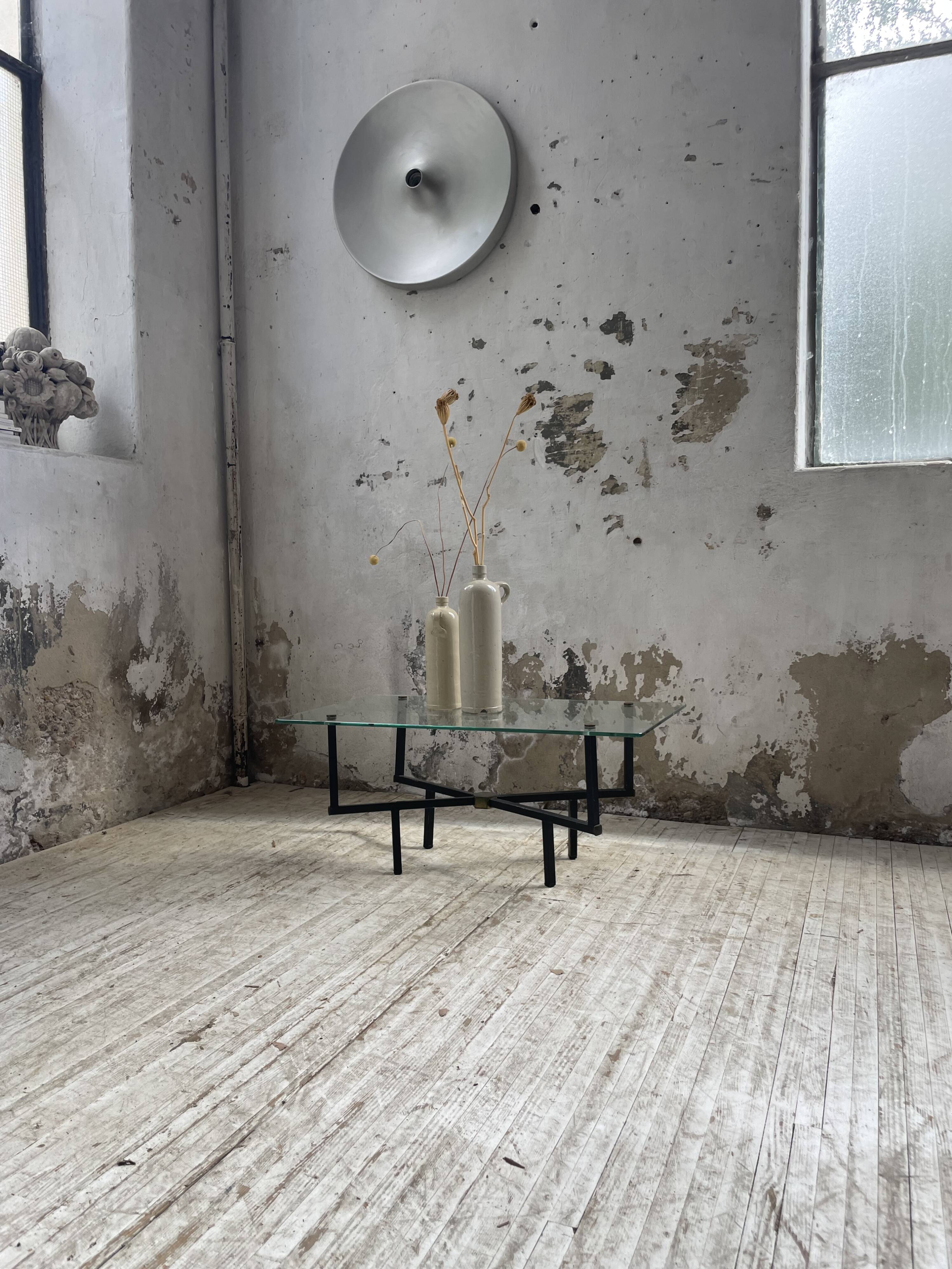 60s glass coffee table