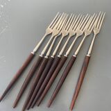 8 vintage teak forks