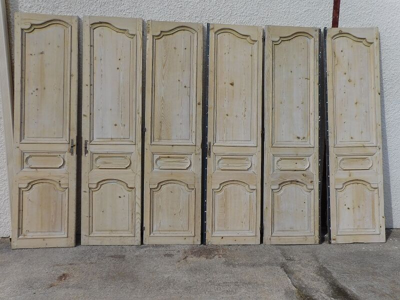 Set of 6 interior doors in fir of the nineteenth century