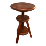 Tabouret tripode en bois année 1970 pivotable et réglable