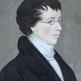 German school (?) of the early 19th century, Portrait of a young man wearing glasses.