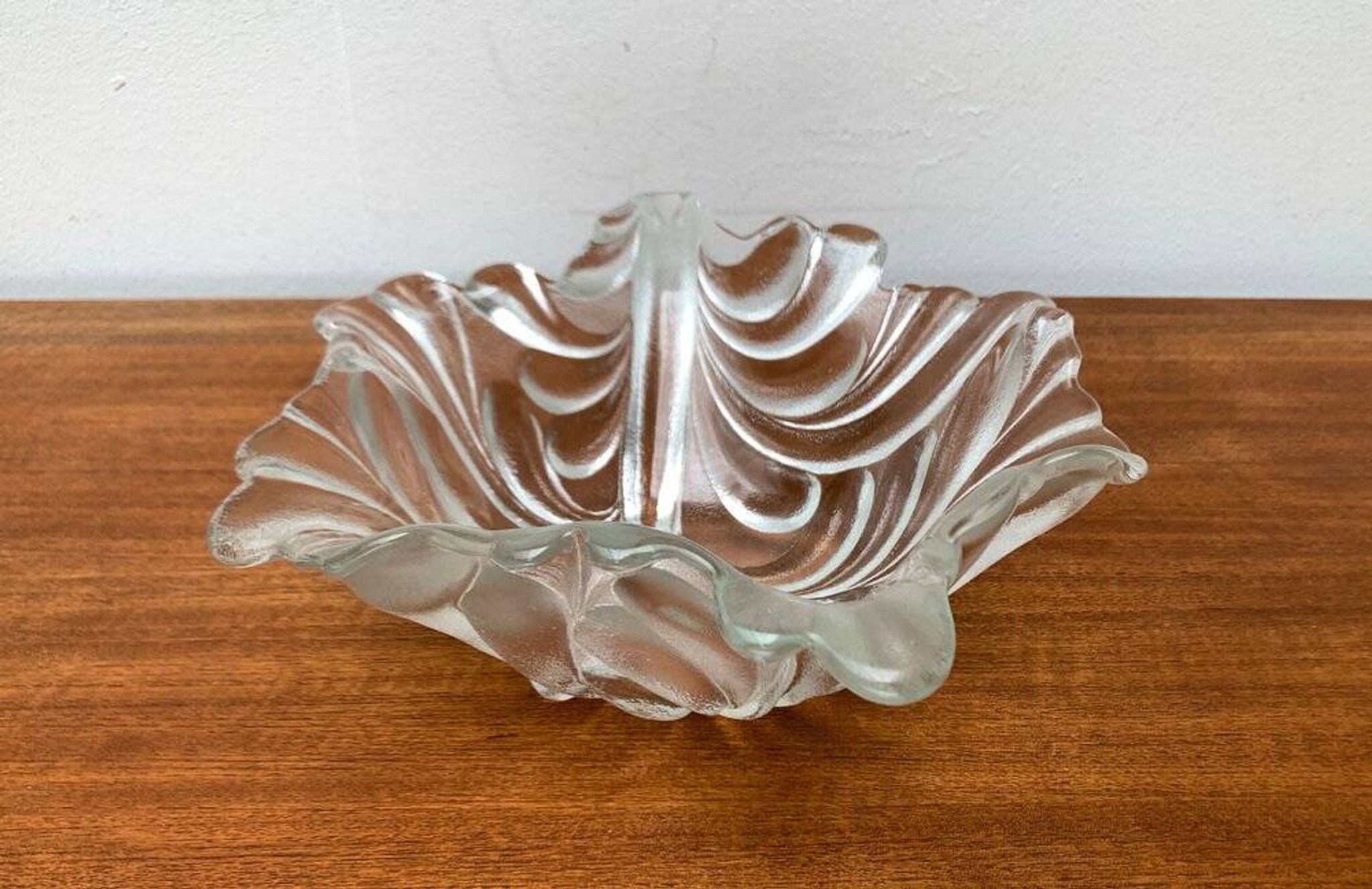 Heavy vintage German floral glass bowl by Walther Glas, 1970s.