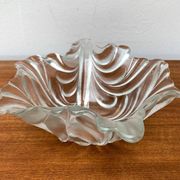 Heavy vintage German floral glass bowl by Walther Glas, 1970s.