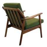 Mid century teak De Ster fauteuil 'Holtet' nieuwe bekleding