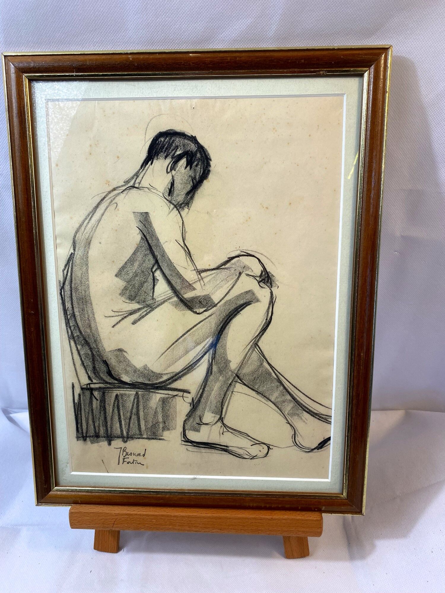 Naked man: original drawing by jeanne besnard-fortin