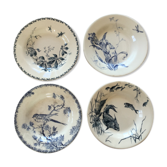 Lot de 4 assiettes creuses faïence de Gien