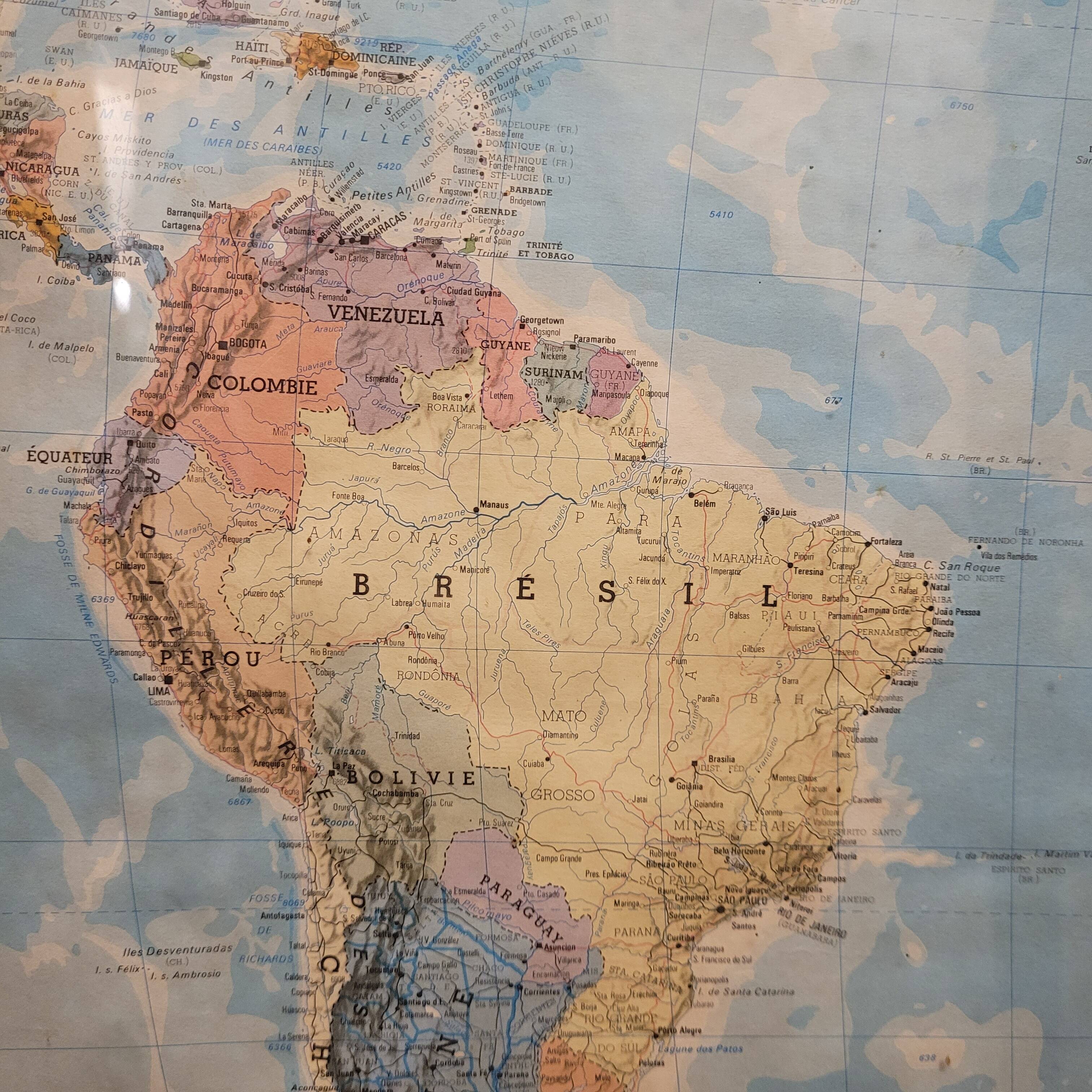 Globe map / Planisphere "Le Monde Politique", National Geographic Institute, 20th century – Fran