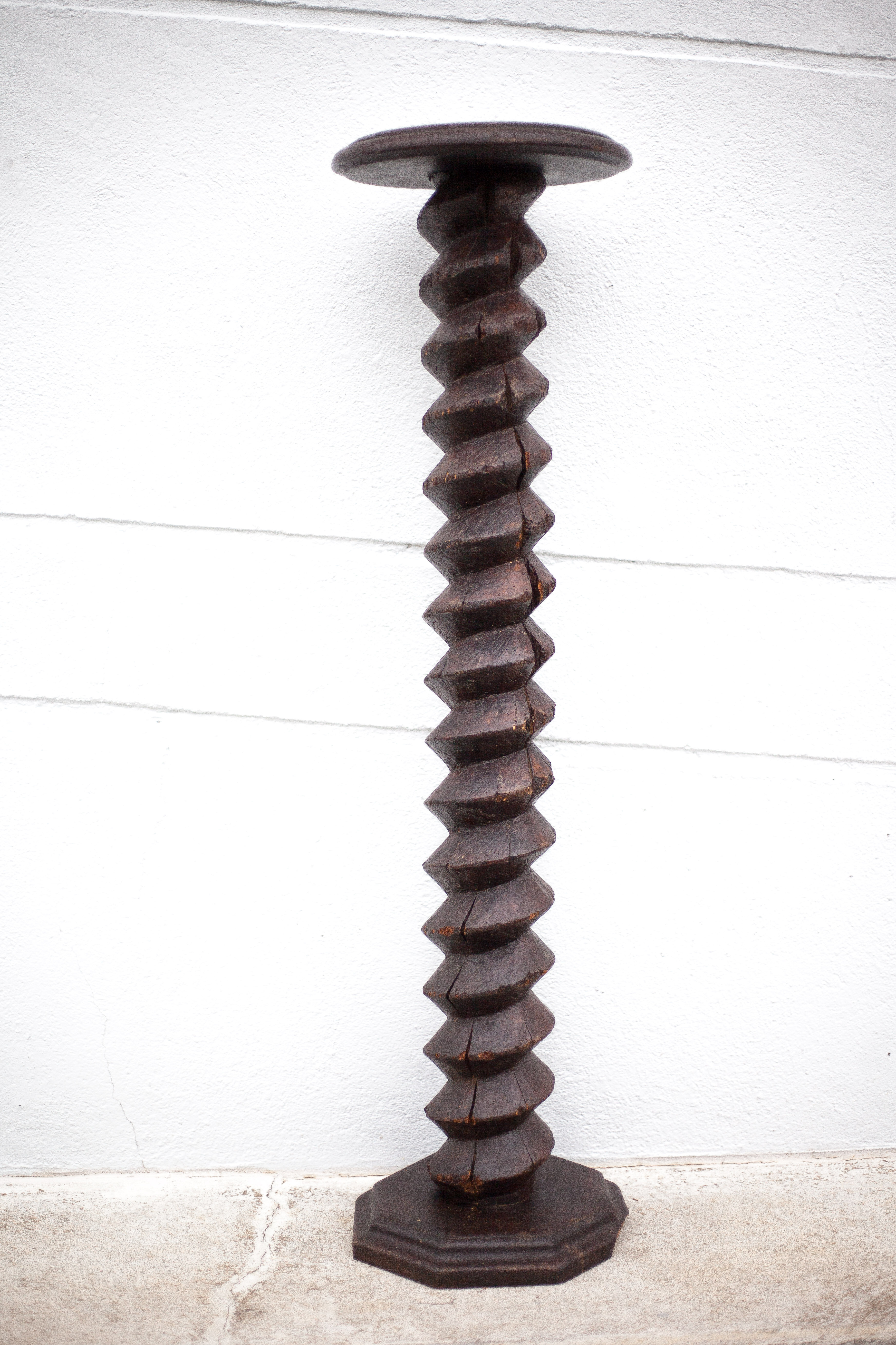 Pair of old wooden harness press screws