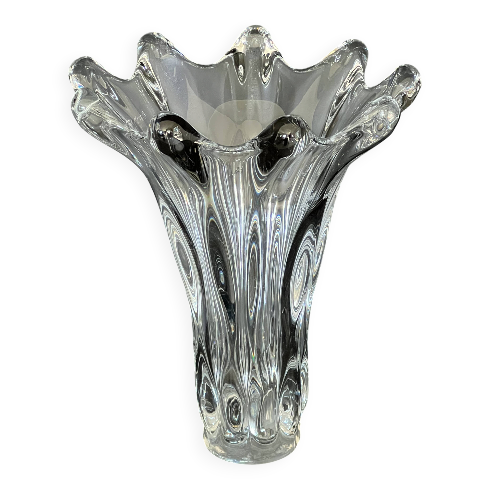 Crystal vase called "Giraffe Head" by Art Vannes France, 1950s.
