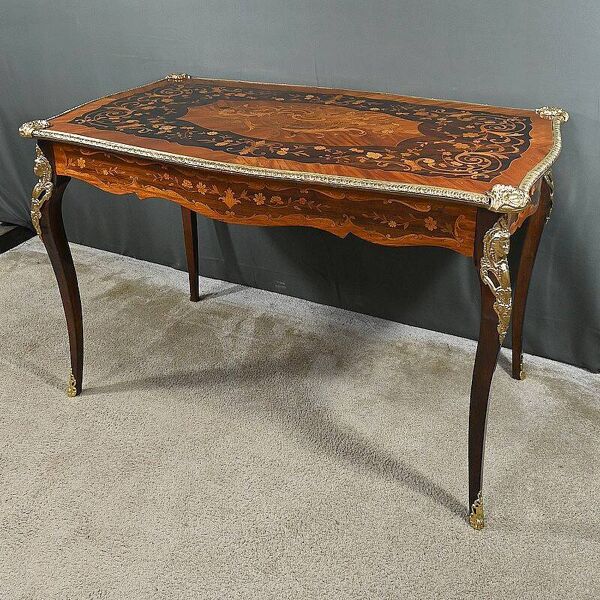 Table Bureau en Palissandre et Marqueteries, époque Napoléon III