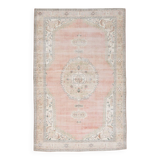 Pale Red & Pink Turkish Vintage Rug, Large Handmade Wool Rug, 216x335Cm