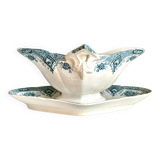 Saucière en terre de fer bleue et blanche