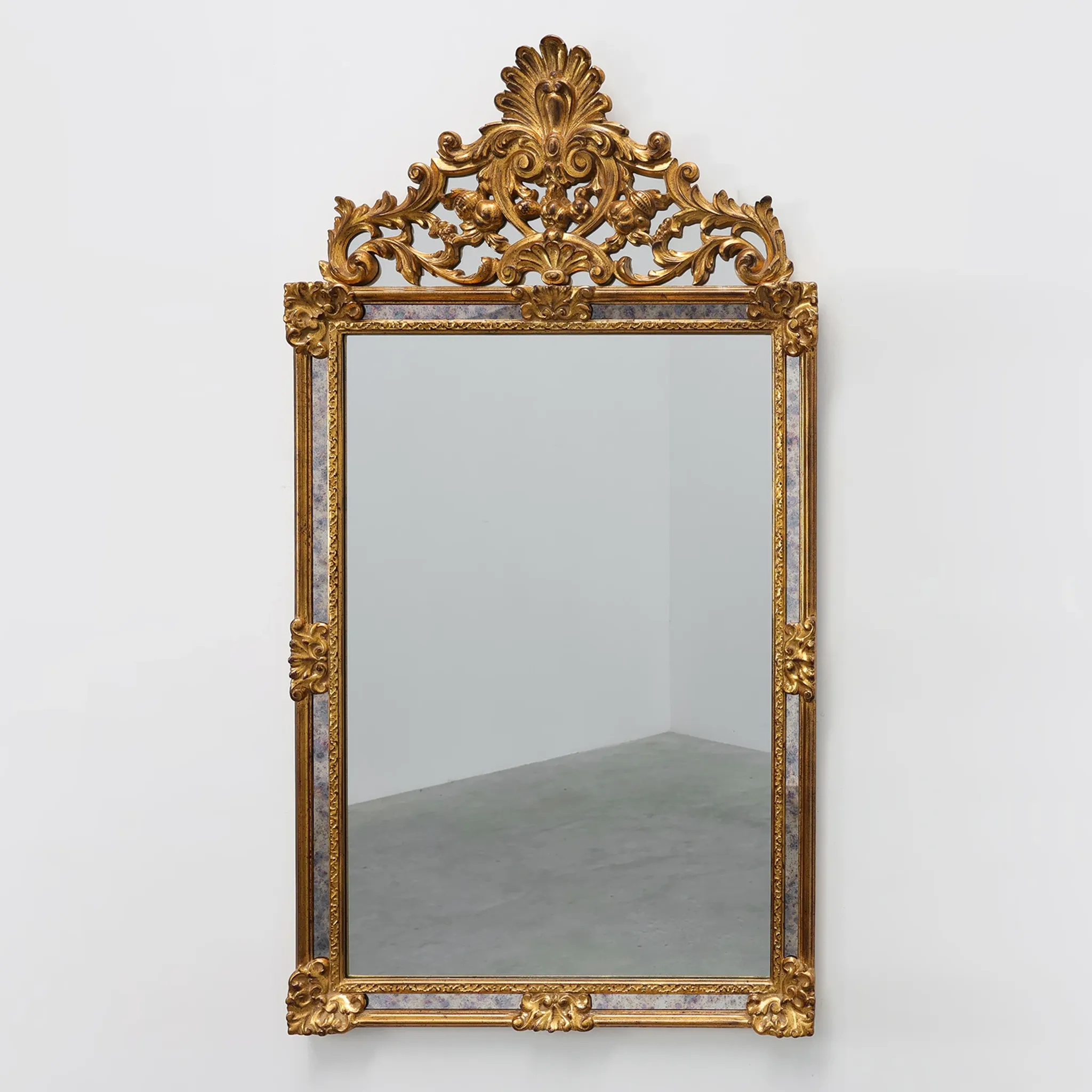 Mirror with Acanthus Crest and Marbled Borderby Deknudt, Belgium, 20th Cent
