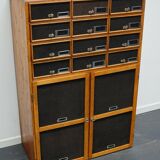 German industrial apothecary cabinet in oak and pine, mid-20th century