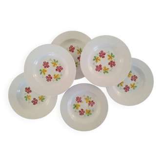 Assiettes Creuses Potage Pâtes Salade Faïence Ancienne Digoin Sarreguemines Modèle Pampres Vintage