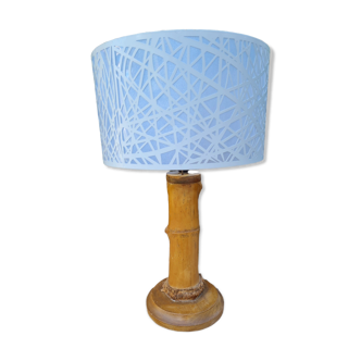 bamboo foot table lamp with contemporary lampshade