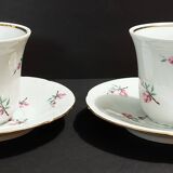 Paire de tasses à café en porcelaine de Couleuvre XXème