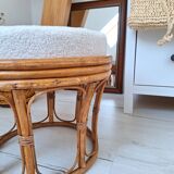 Rattan and terry fabric pouf
