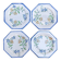 Set of 4 antique Longwy starter or dessert plates.