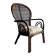 Mid-century Manou dark brown bamboo armchair with open rattan backrest, 1960s French