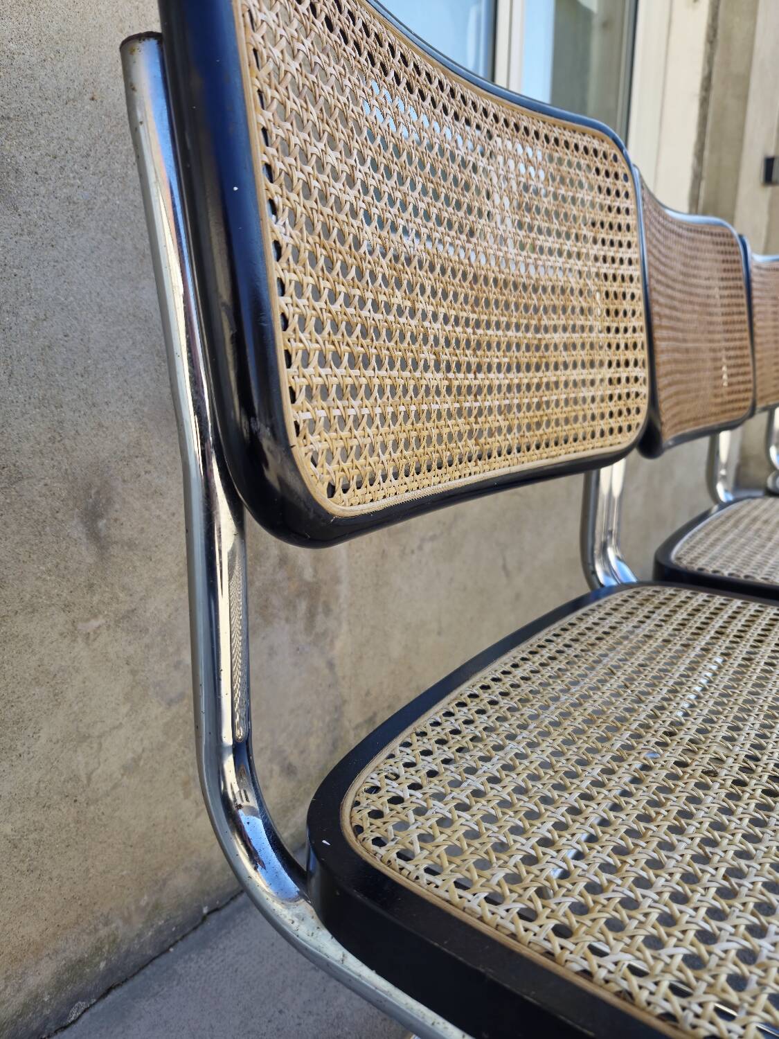 Set of 4 Marcel Breuer chairs model B32 in cane