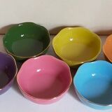 Six vintage multicolored ceramic bowls-cups