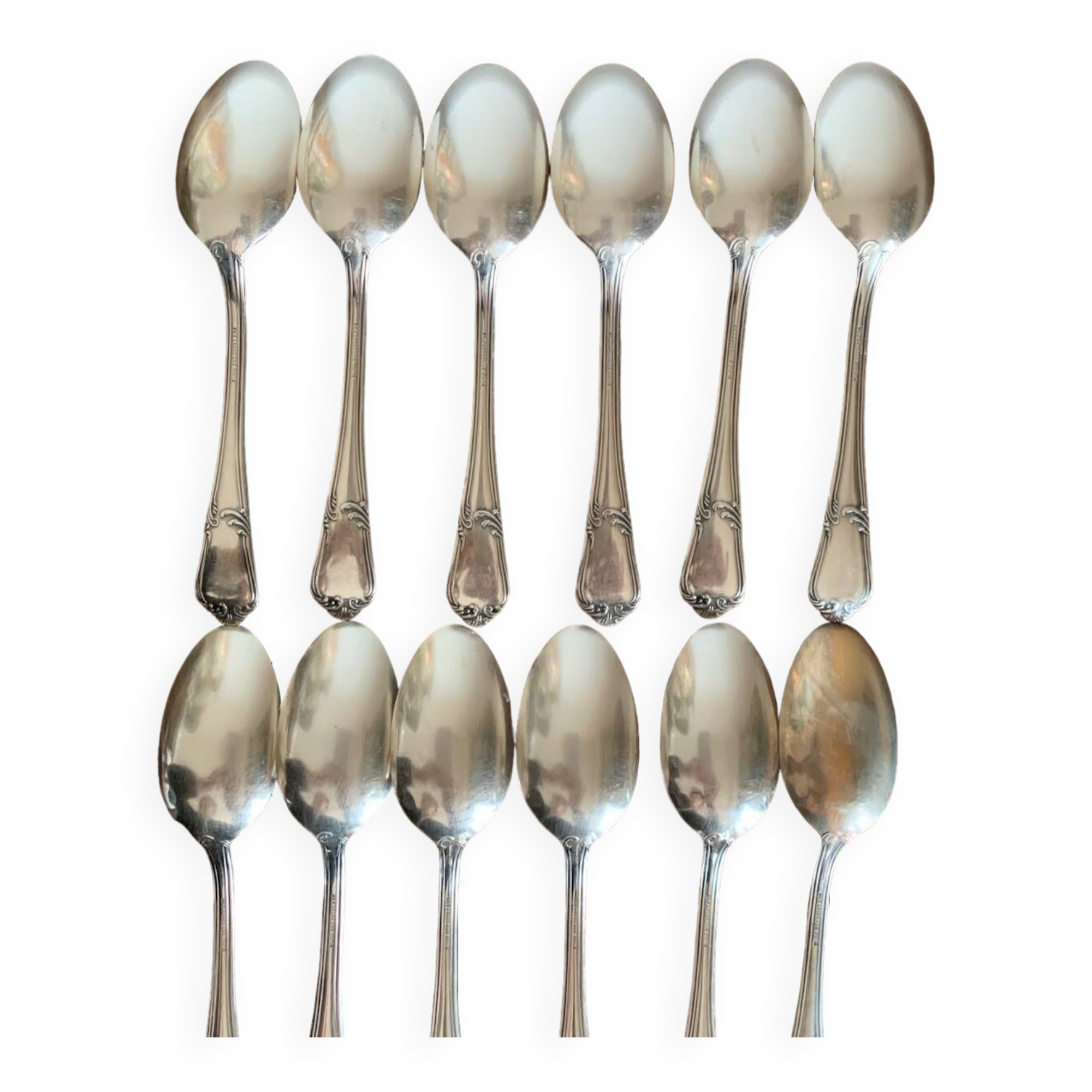 12 small silver metal spoons