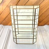 Wall showcase XXL brass glass and mirror 1960