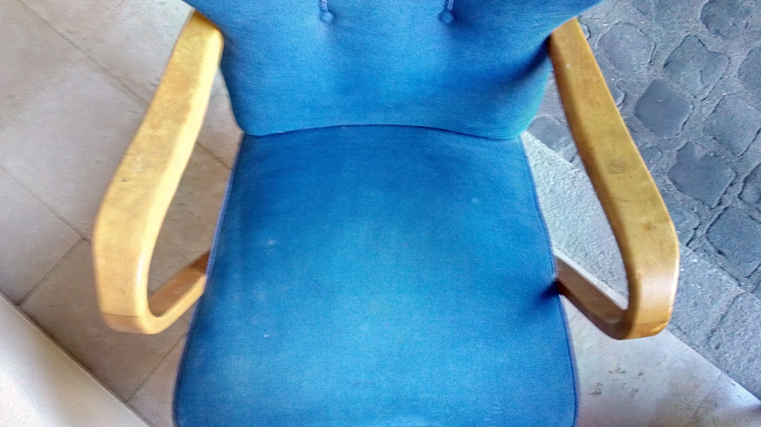 Pair of wing chairs flesh Scandinavian Danish 50s 60s blue