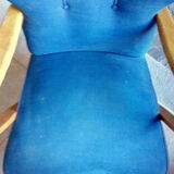 Pair of wing chairs flesh Scandinavian Danish 50s 60s blue