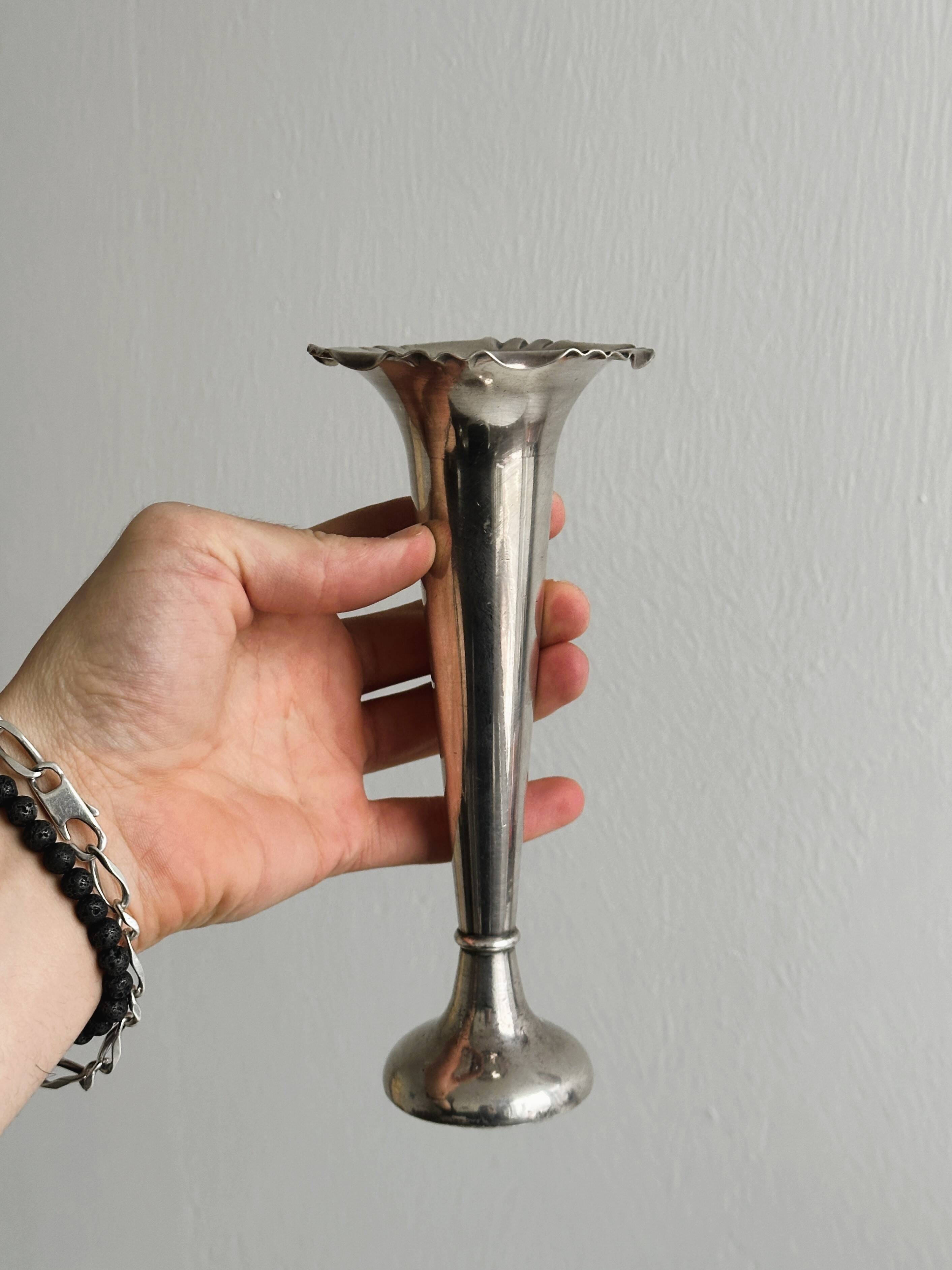 Small metal soliflore vase