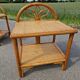 Pair of bedside tables in wood and woven straw - around 1960.
