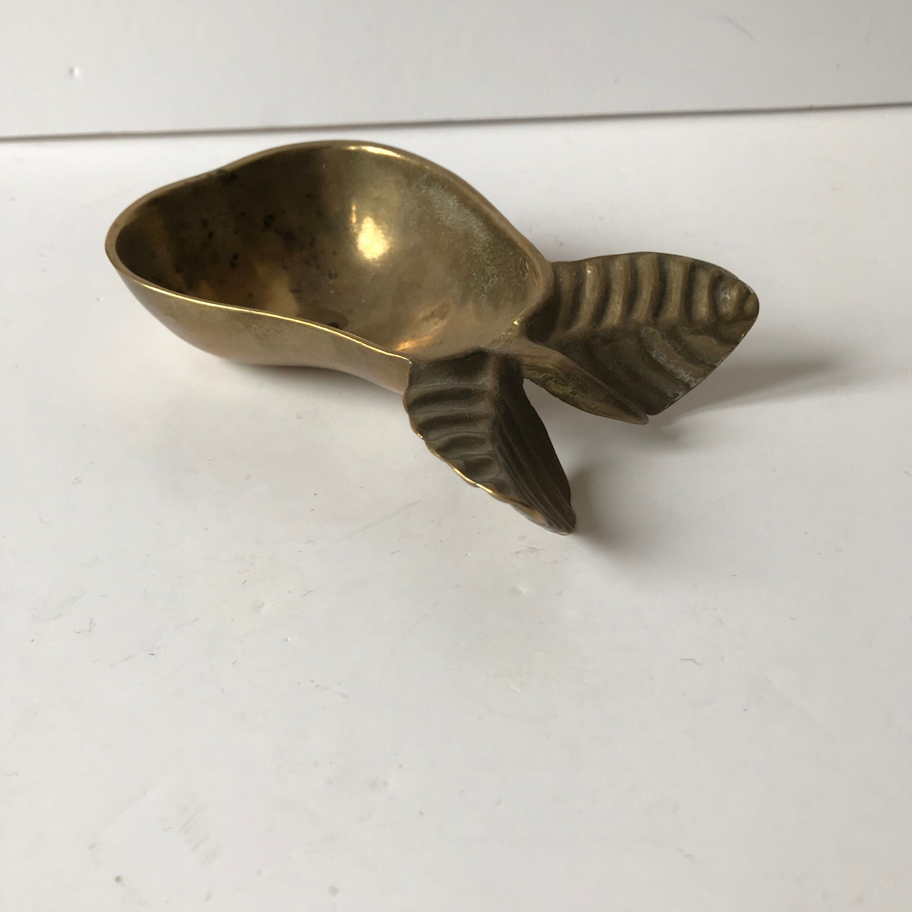 Brass pear trinket bowl