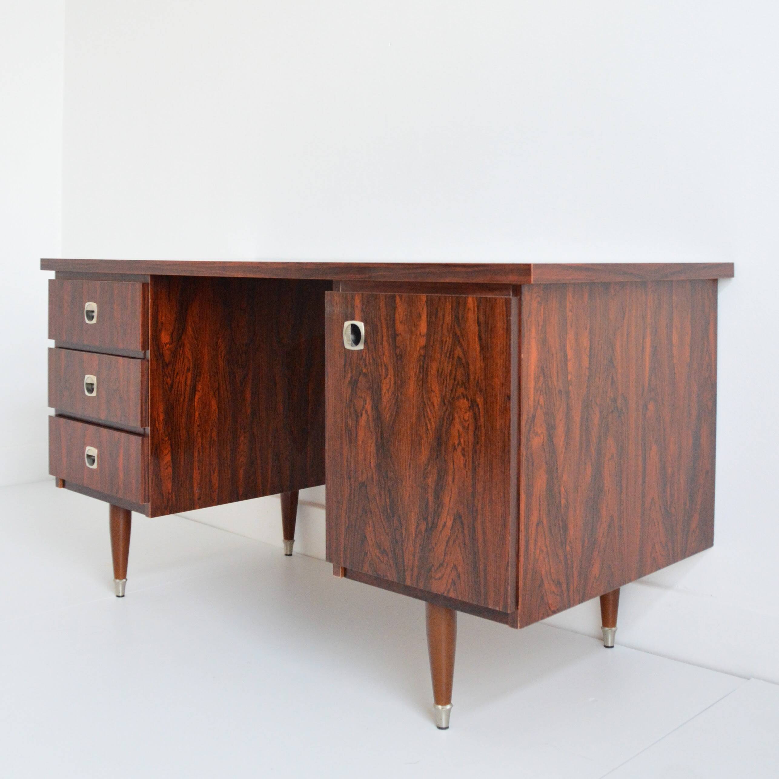 Scandinavian rosewood desk 1960 vintage