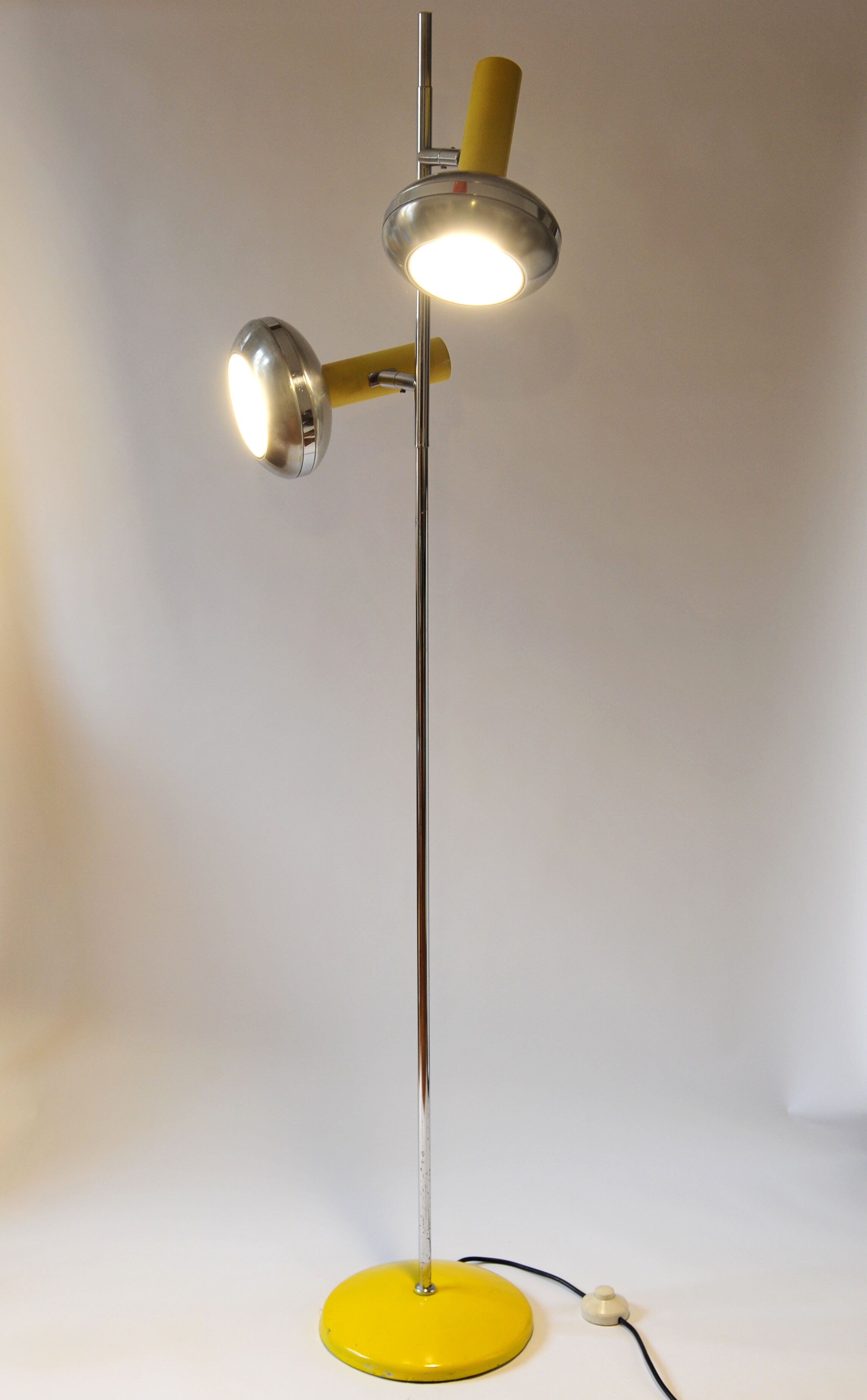 OMI lamppost in brushed aluminium and chrome dating back to the 1970s