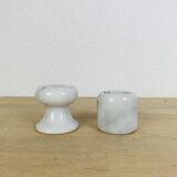 Pair of vintage white marble candlesticks