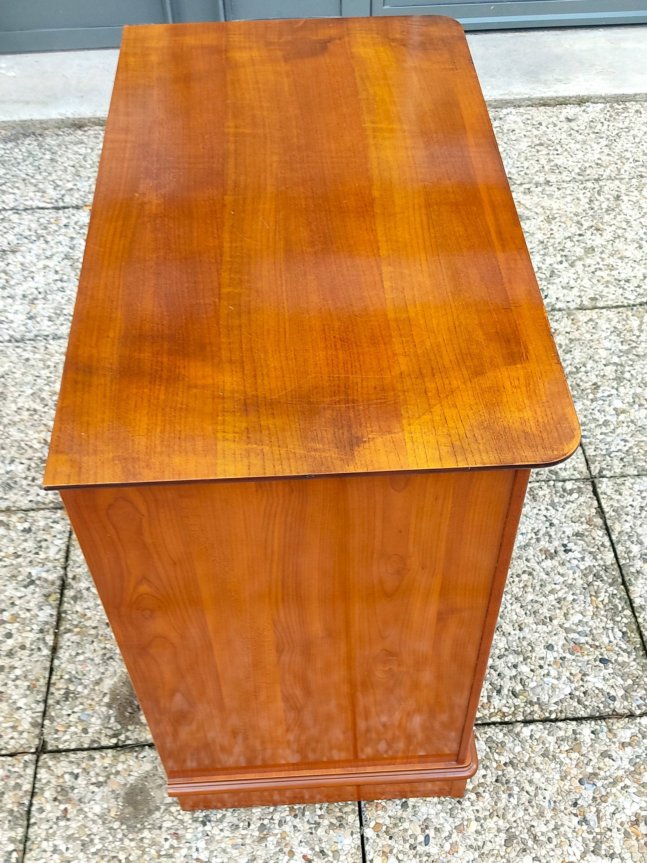 Small sideboard, TV unit, hifi in solid wood, walnut, Louis Philippe style