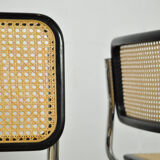 Set of 4 Cesca tubular frame cantilever dining chairs, Italy 1990s