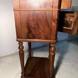 Antique bedside table in solid wood, turned base
