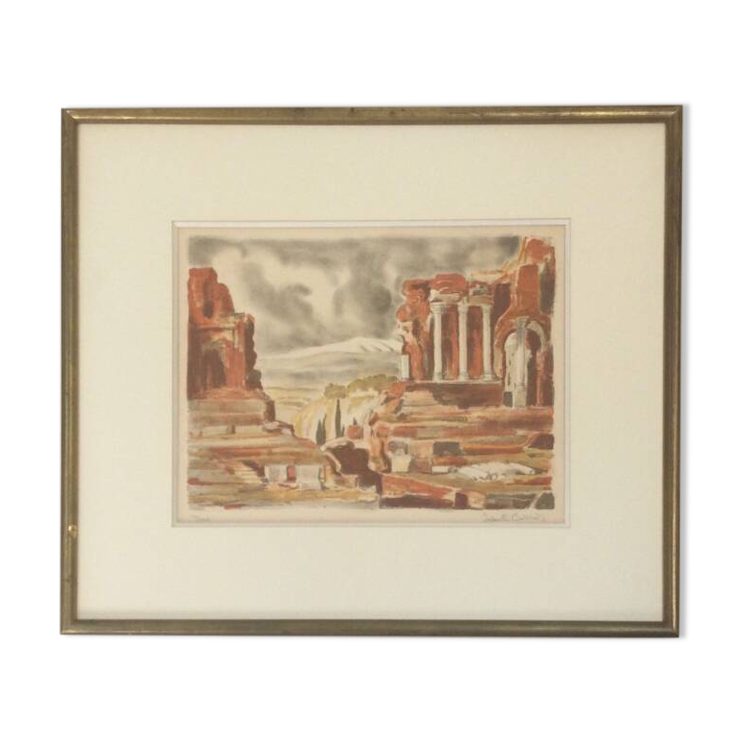 The Acropolis. Lithograph by Jean-Eugène BERSIER (1896-1978).