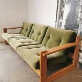 Scandinavian velvet and wood sofa